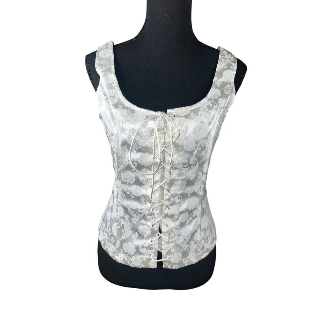 Frederick's of Hollywood Ivory Lace-Up Brocade Corset